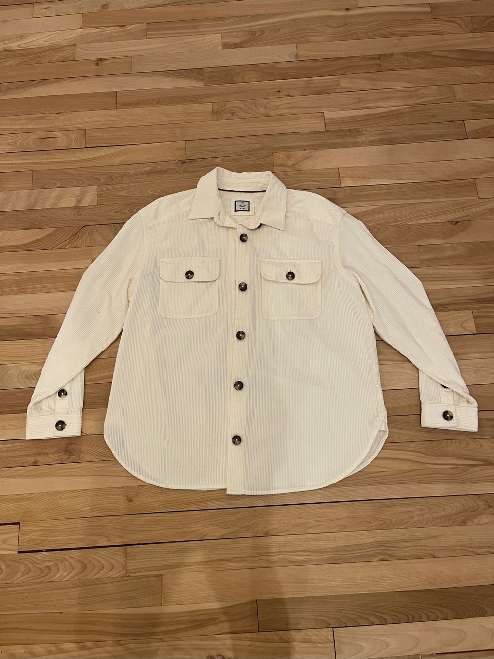 Denver Hayes Cream corduroy Button-Down Pocket Shirt